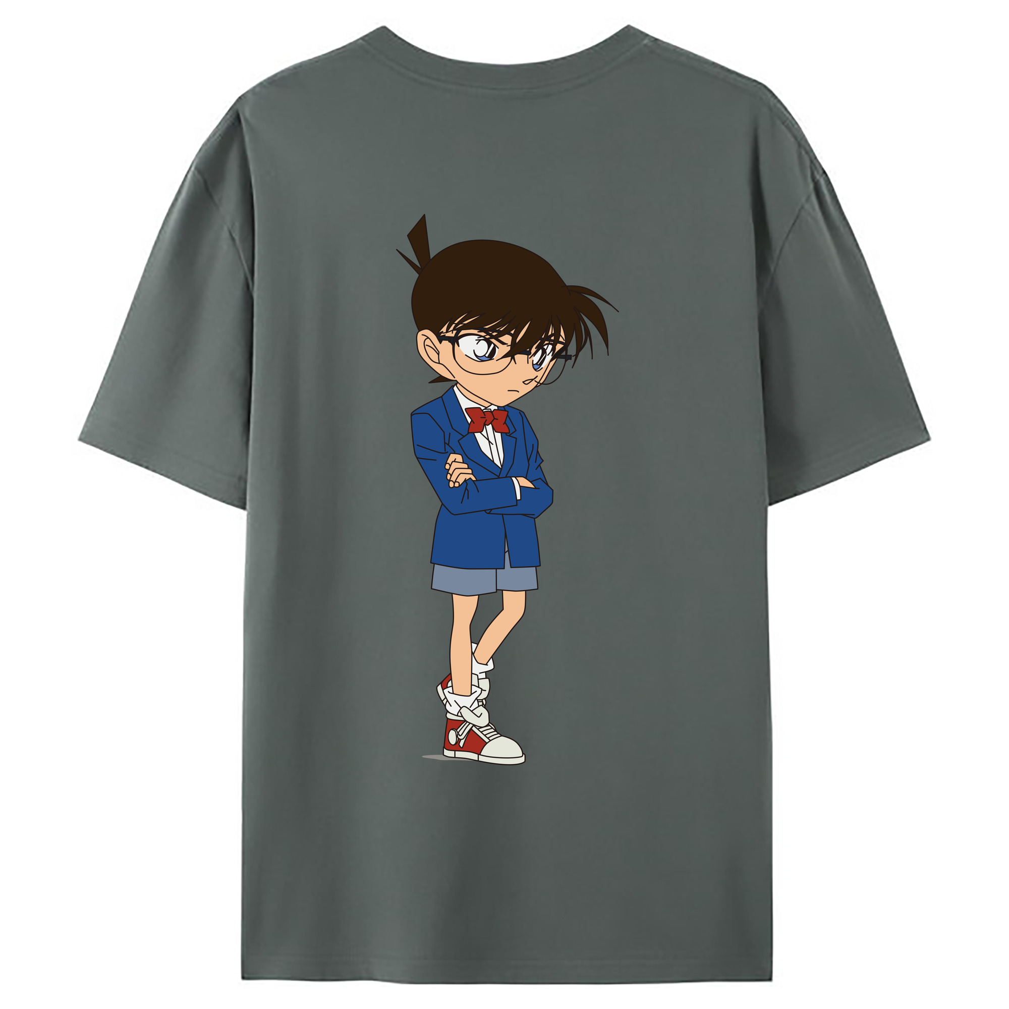（画像用） 名探偵コナン 江戸川 コナン Detective Conan Conan Edogawa 綿100％ メンズ半袖Tシャツ（バックプリント） 通気性